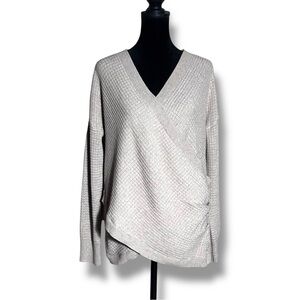Unbranded Chic Cozy Cream V-Neck Wrap Front Long Sleeve Knit Size Large Sweater